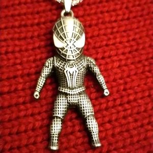 Betsey Johnson Silver Spider-Man Inspired Pendant Necklace